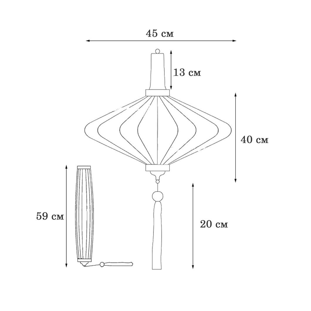 Вьетнамский фонарик 16" Лук желтый 741 Вьетнамский фонарик 16" Лук желтый 741