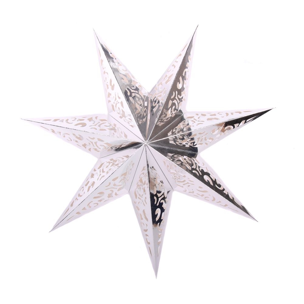 Звезда семиконечная бумажная 60 см Вензель, серебро Звезда семиконечная бумажная 60 см Вензель, серебро