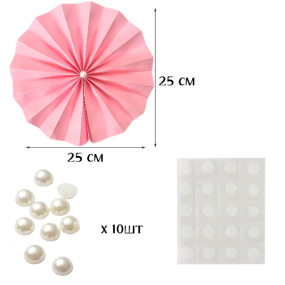 Фанты с жемчужиной НАБОР 10шт х 25см,  розовый Фанты с жемчужиной НАБОР 10шт х 25см,  розовый