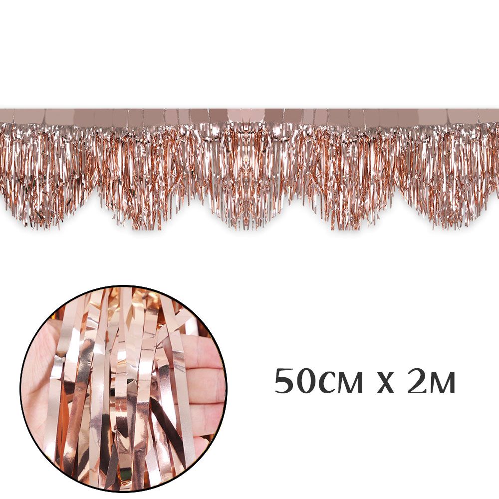 Занавес Дождик бахрома 50 см х 2 м, металлик розовое золото Занавес Дождик бахрома 50 см х 2 м, металлик розовое золото