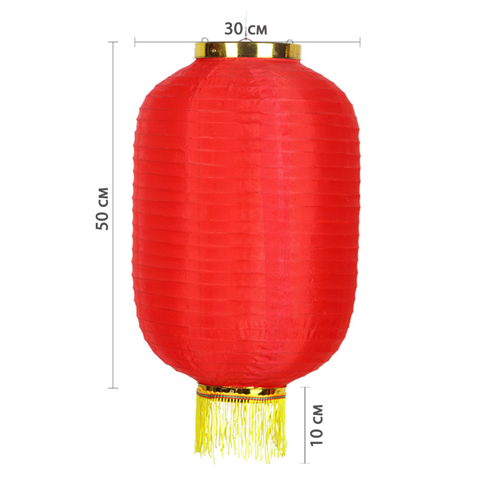 Китайский фонарь Цилиндр с бахромой 30х55 см, красный