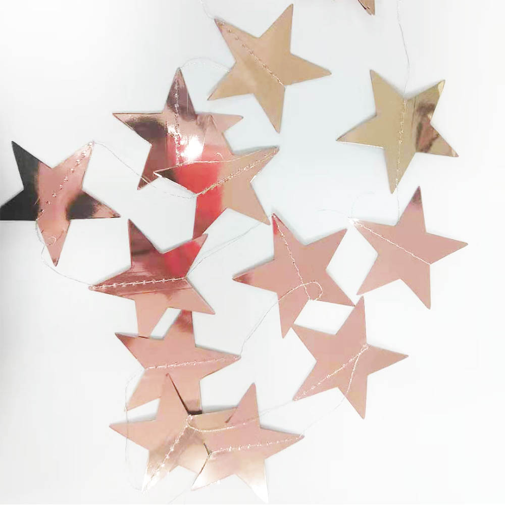 Гирлянда Звезды металлик 7 см 4 м розовое золото Гирлянда Звезды металлик 7 см 4 м розовое золото