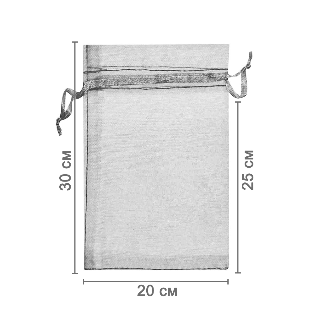 Мешочек из органзы 20 х 30 см серый