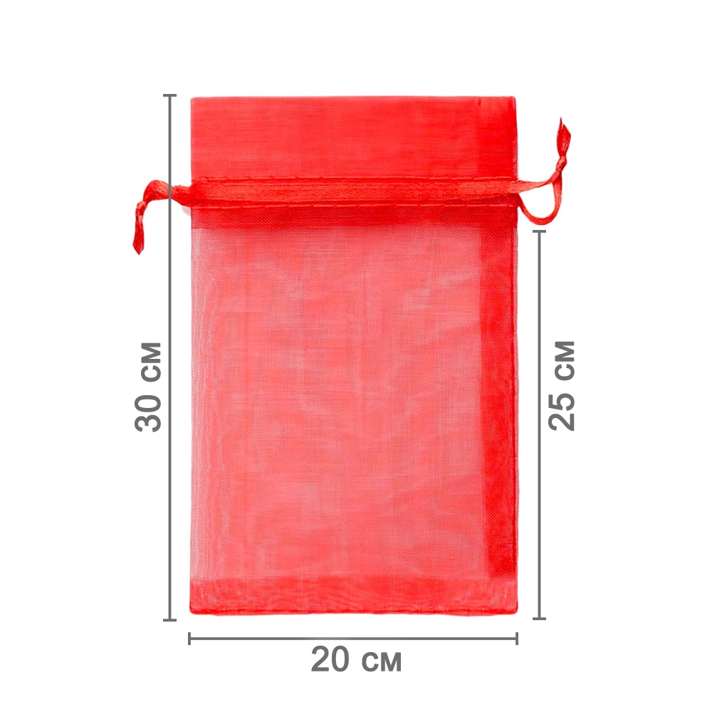 Мешочек из органзы 20 х 30 см красный Мешочек из органзы 20 х 30 см красный