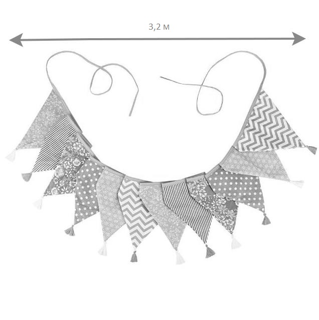 Гирлянда тканевая с кисточками № 38 (3,2 м)