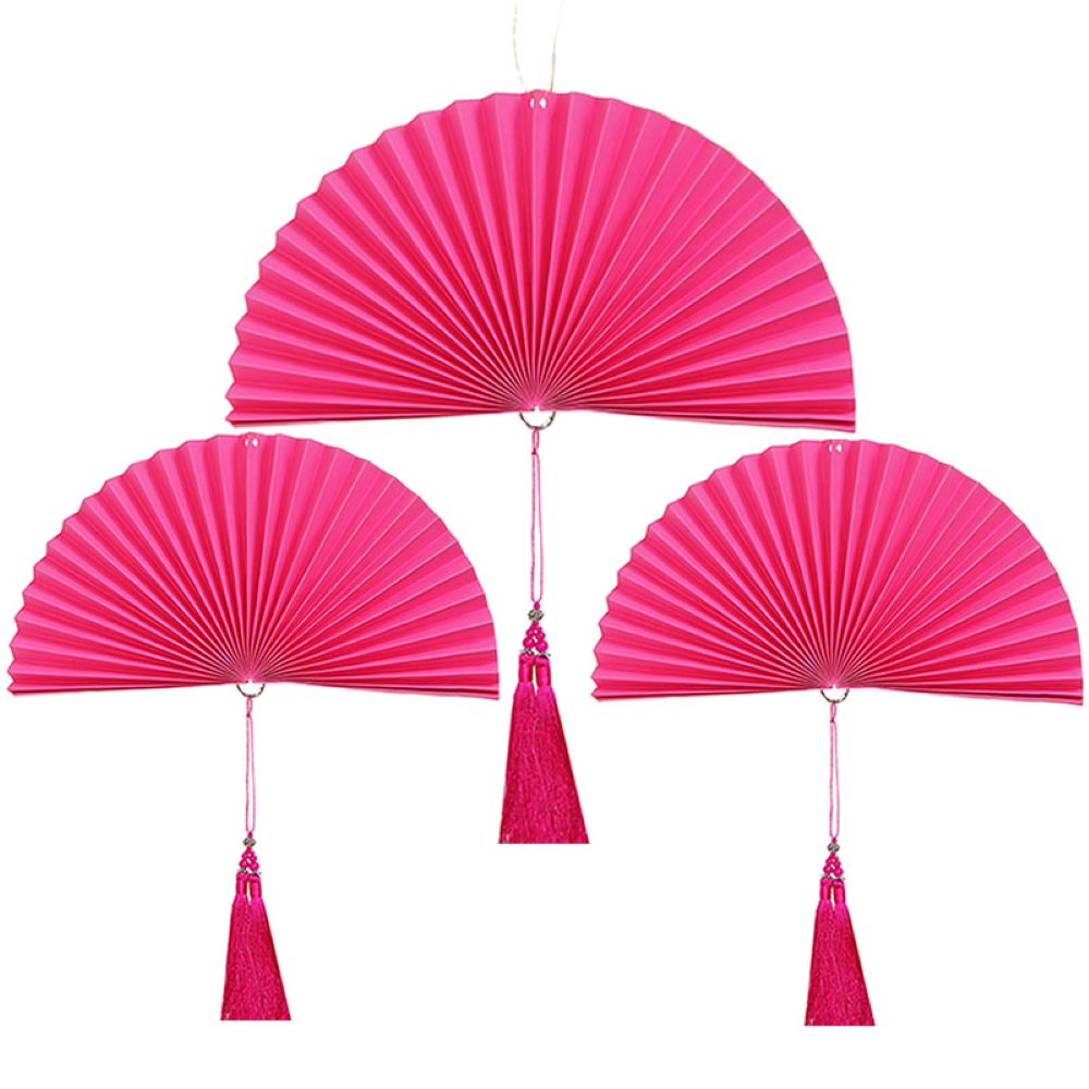 Веер-гармошка с кисточкой НАБОР 30см, 30см, 40 см, малиновый Веер-гармошка с кисточкой НАБОР 30см, 30см, 40 см, малиновый