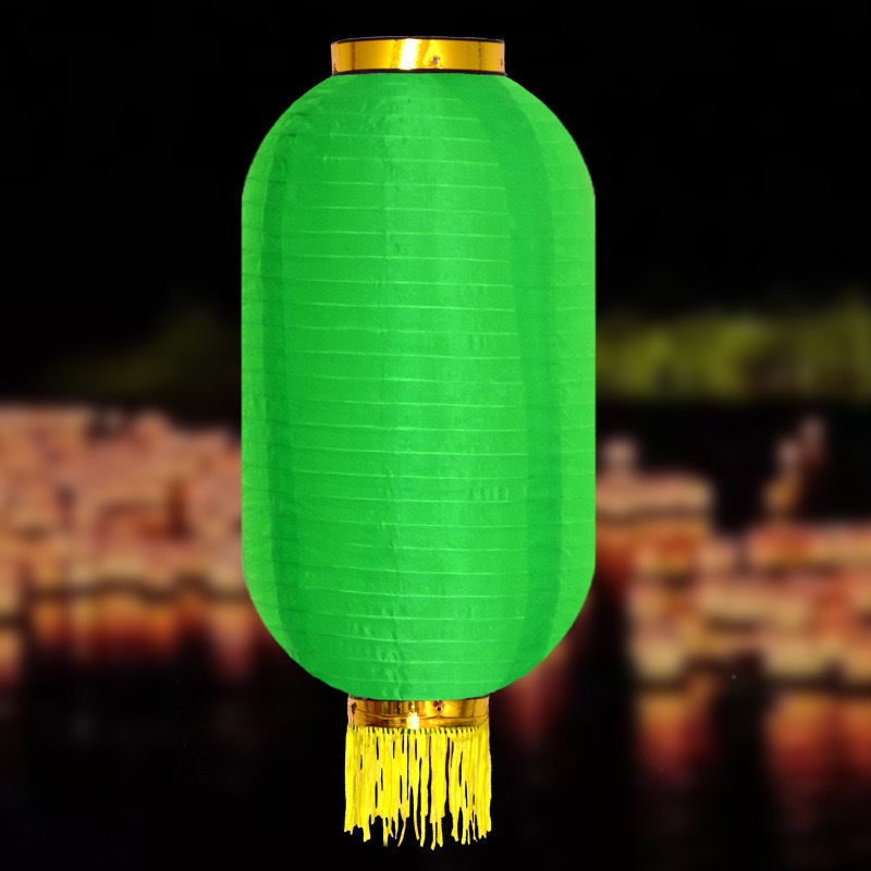 Китайский фонарь Цилиндр с бахромой 35х65 см, зеленый Китайский фонарь Цилиндр с бахромой 35х65 см, зеленый