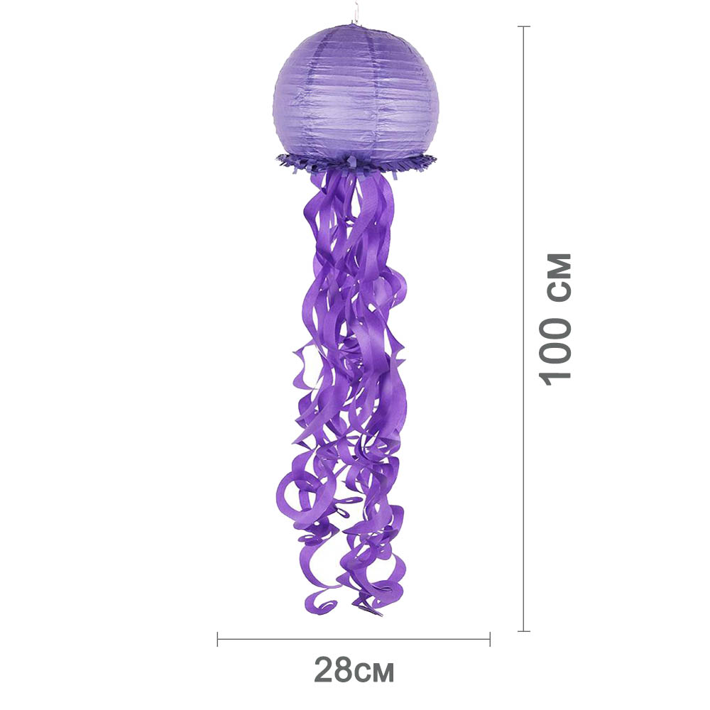 Подвесной фонарик Медуза 28 х 100 см, сиреневый