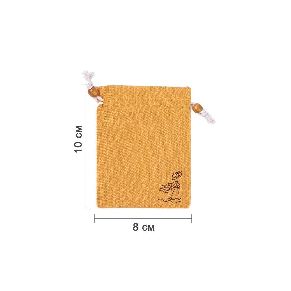 Мешочек из искусственного льна с орнаментом 8х10 см, желтый Мешочек из искусственного льна с орнаментом 8х10 см, желтый