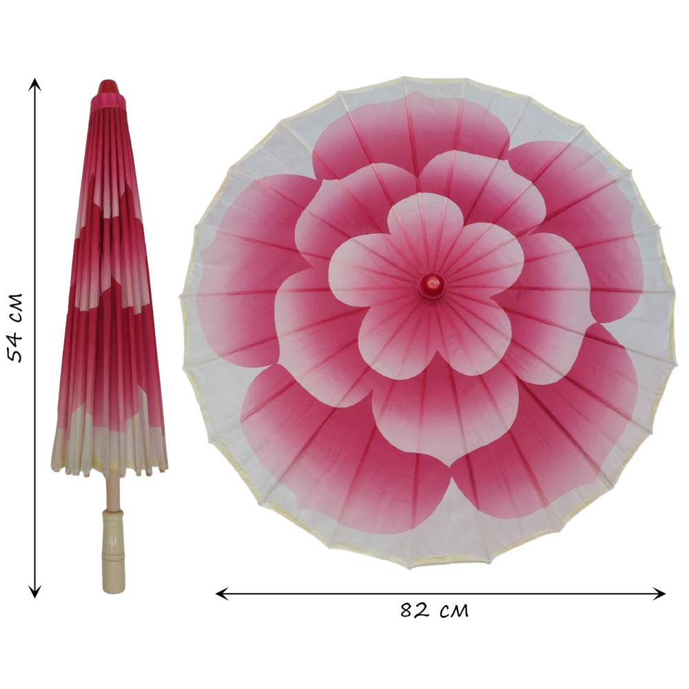 Китайские тканевые зонтики Цветок 82х54см, малиновый