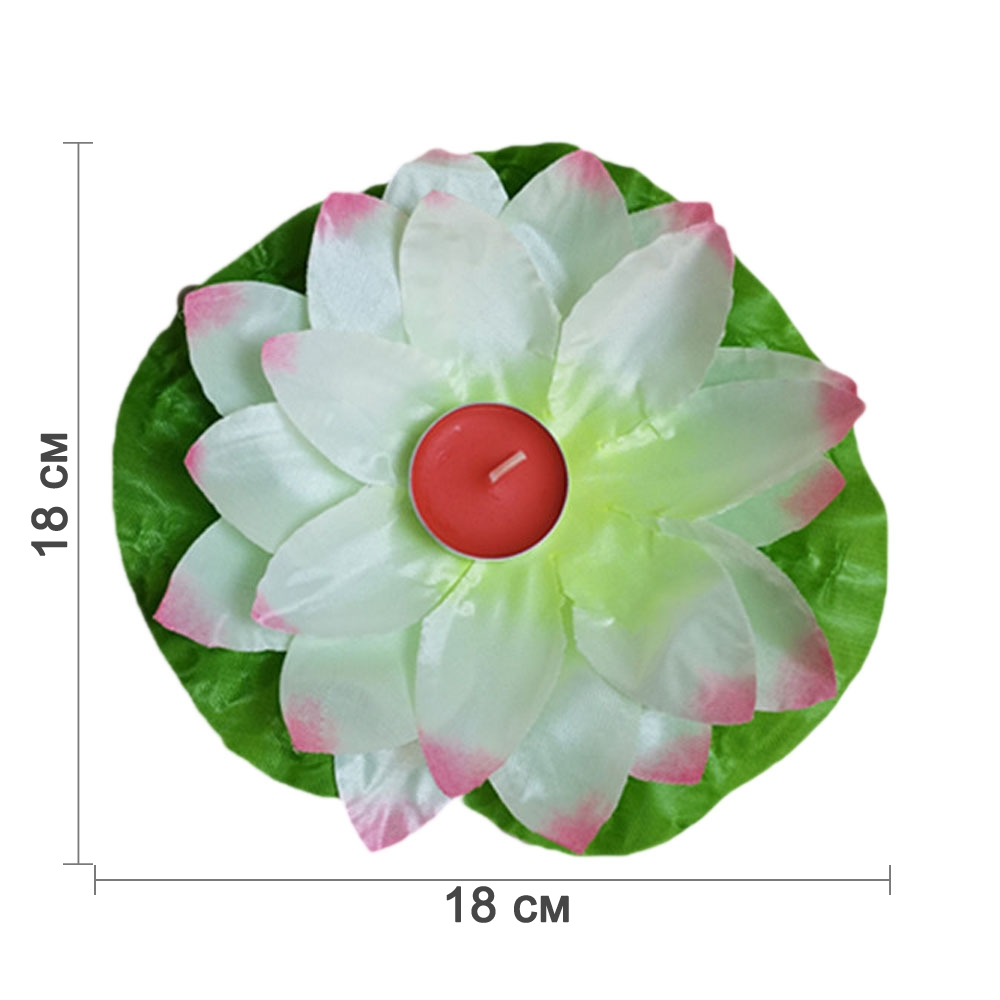Плавающий фонарик из шелка Лотос 18х18 см белый