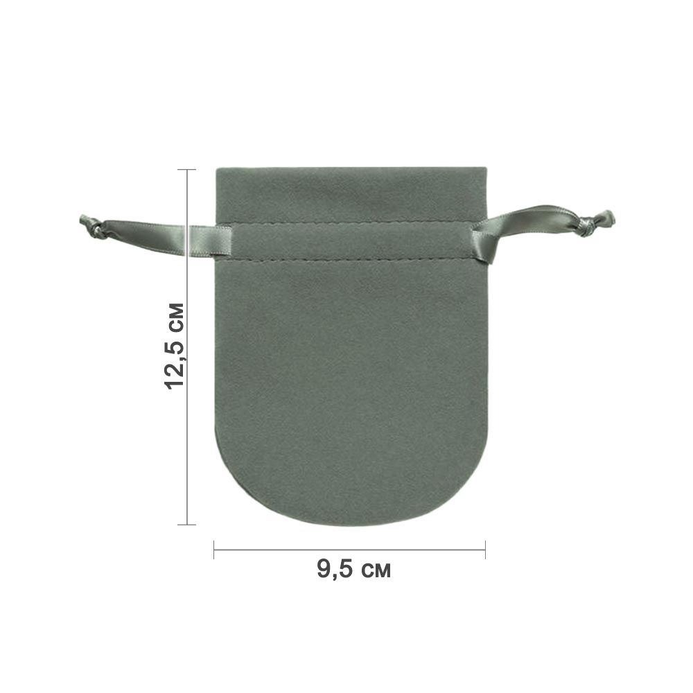 Мешочек велюровый 9,5х12,5 см, серо-зеленый Мешочек велюровый 9,5х12,5 см, серо-зеленый