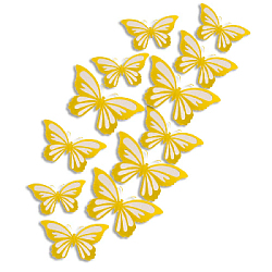 Наклейки Бабочки двойные перламутровые бумажные № 6 12 шт золото+серый