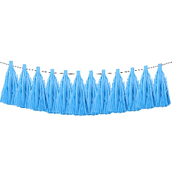 Гирлянда тассел 12 кисточек по 10 листов, синий