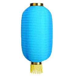 Китайский фонарь Цилиндр с бахромой 35х65 см, синий