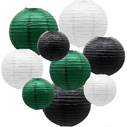 Набор подвесные фонарики 9 шт, белый+черный+т.зеленый