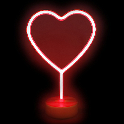 Светильник неоновый на подставке "Сердце" 29 х 20 см от батареек, красный