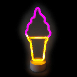 Светильник неоновый на подставке "Мороженое" 30 х 13 см от батареек, розовый+желтый