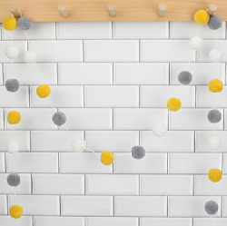 Гирлянда на веревке с помпончиками 3 см х 30 шт х 3 м, №10 ассорти