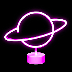 Светильник неоновый на подставке "Сатурн"  25 х 30 см, от батареек, розовый