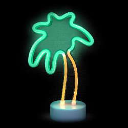 Светильник неоновый на подставке "Пальма" 30 х 19 см от батареек, зеленый