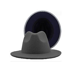 Шляпа Федора фетровая 2 цвета, серый+темно-синий