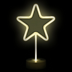 Светильник неоновый на подставке "Звезда" 26 х 19 см теплый белый , от батареек