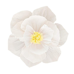 Бумажный цветок гофрированный 30 см белый+желтый