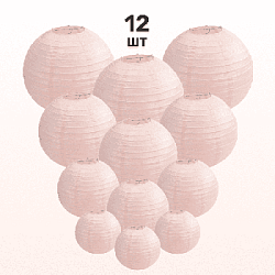 Комплект подвесные фонарики 12 шт светло-розовый
