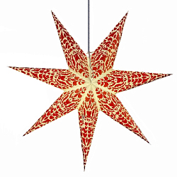Звезда семиконечная бумажная 70 см , с орнаментом, белый+красный