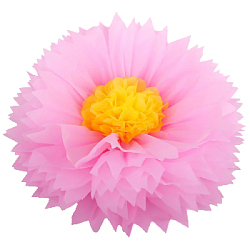 Бумажный цветок 50 см розовый+желтый