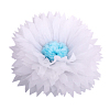 Бумажный цветок 40 см белый+голубой