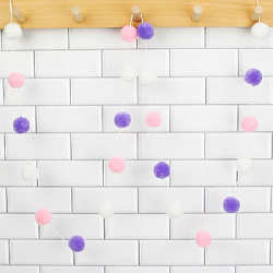 Гирлянда на веревке с помпончиками 3 см х 30 шт х 3 м, №7 ассорти