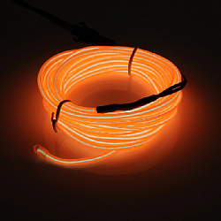 Шнур неоновый светящийся 3 м, оранжевый
