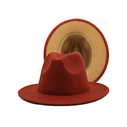 Шляпа Федора фетровая 2 цвета, терракотовый+песочный