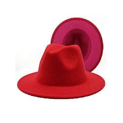 Шляпа Федора фетровая 2 цвета, красный+малиновый