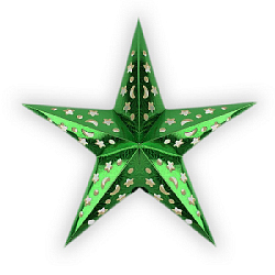 Звезда бумажная 30 см голографическая зеленая