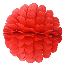 Бумажное украшение Цветочный шар-соты 30 см, красный