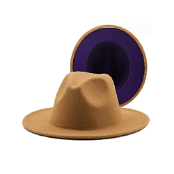 Шляпа Федора фетровая 2 цвета, песочный+фиолетовый